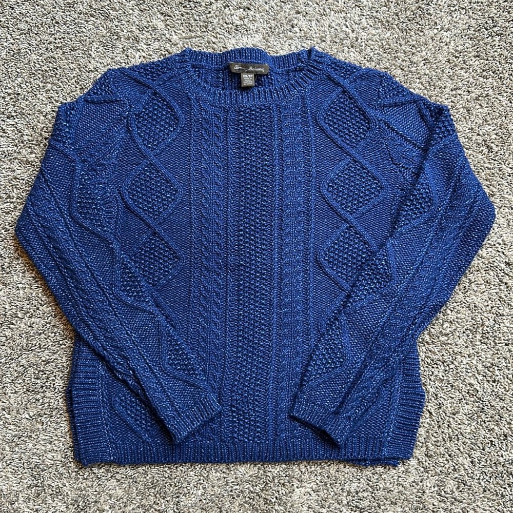 NWOT Tommy Bahama Women’s Cable Knit Royal Blue Long Sleeve Sweater Size XS